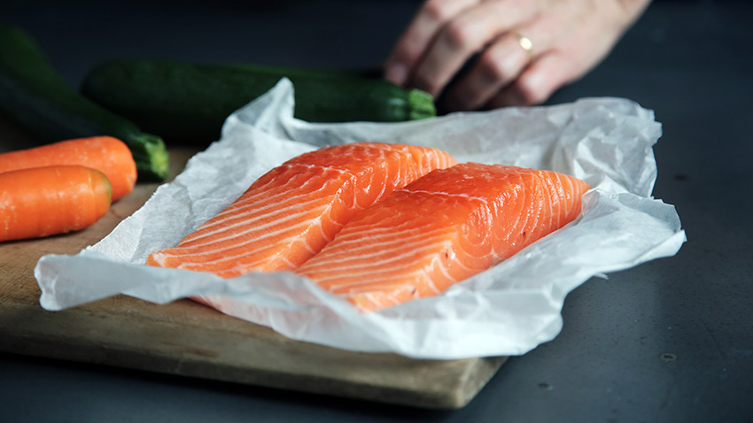 Lemony Roasted Salmon with White Wine Couscous